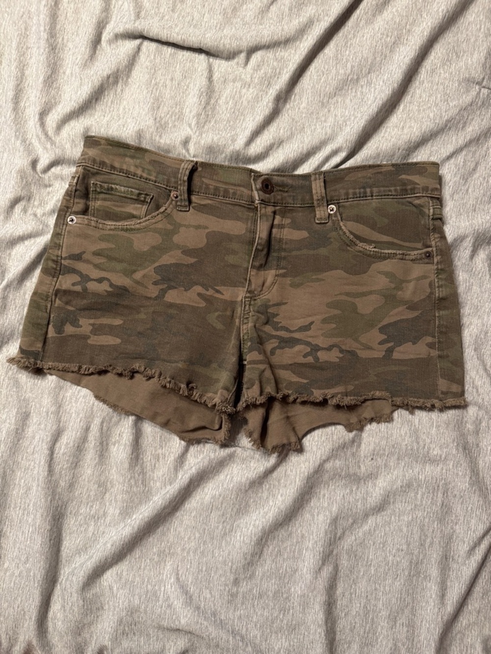 Lucky Brand Camo Jean Shorts - Olive Green/Brown